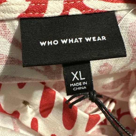 Who What Wear Women’s Red & Off White Linen Blend Sleeveless Ruffle Size XL NWT - Picture 9 of 10